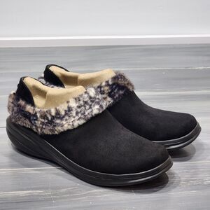 Bzees Crush Shoes Slip on Comfort Shoes Faux Fur Detail Black Size 7M‎